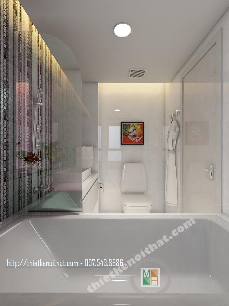 Thiết kế nội thất phòng tắm chung cư Golden Palace Mễ Trì Nam Từ Liêm Hà Nội